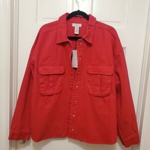 EUC If it Were Me Red Denim Oversized Jacket Size XL, Casual Colorful
